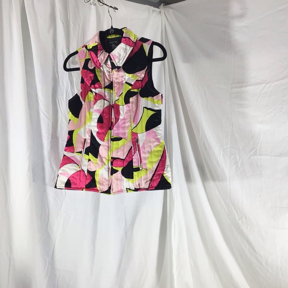 Etcetera Puffy 100% Silk Multi Colored Vest Size 8 - Picture 5 of 13